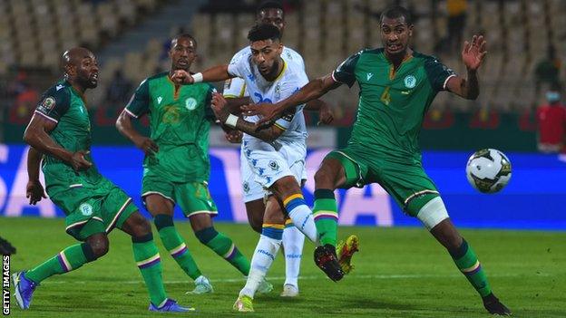 Comoros in action against Gabon