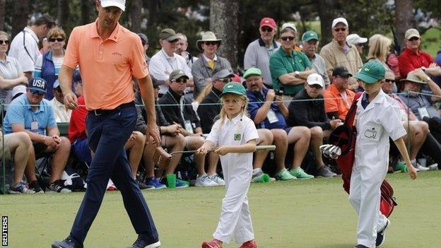 Justin Rose and his children at Augusta National