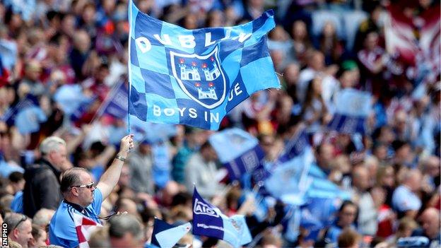 Dublin supporters cheer on their team at the Leinster Final earlier this month