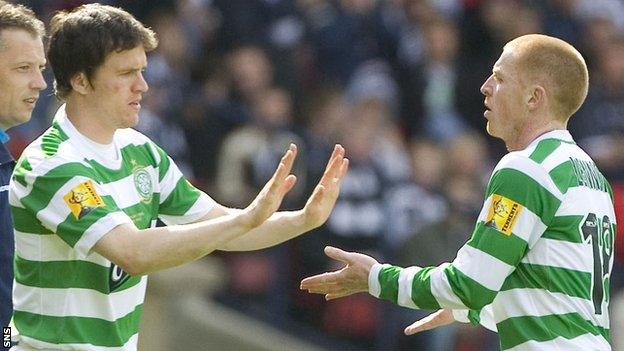 Gary Caldwell and Neil Lennon