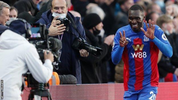 Christian Benteke celebrates