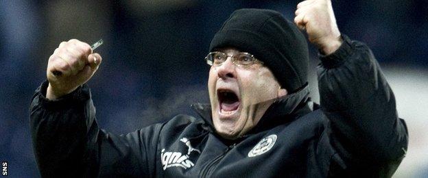 Ian McCall celebrates with Falkirk