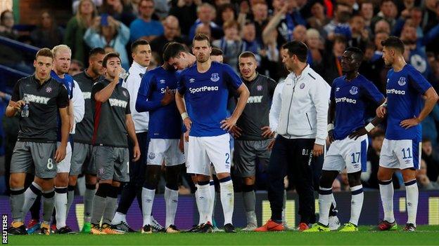 Crowd disturbance at Everton's game against Hajduk Split