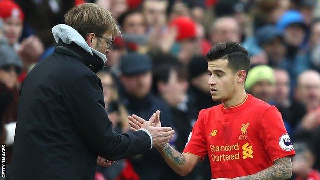 Jurgen Klopp and Philippe Coutinho