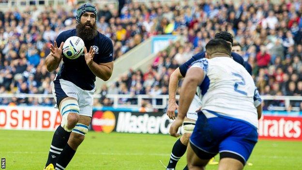 Josh Strauss playing for Scotland against Samoa