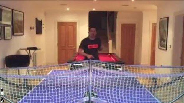 Bojan practises table tennis