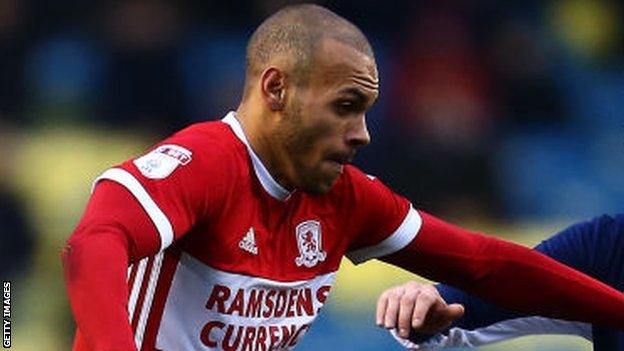 Martin Braithwaite playing for Middlesbrough