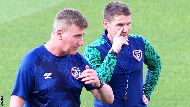 Anthony Barry (right) with Republic of Ireland manager Stephen Kenny back in June