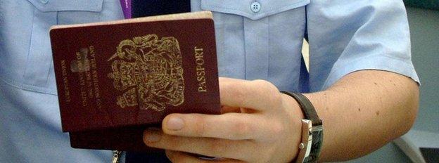 A passport being checked