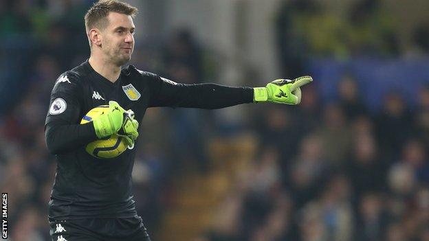 Tom Heaton playing for Aston Villa