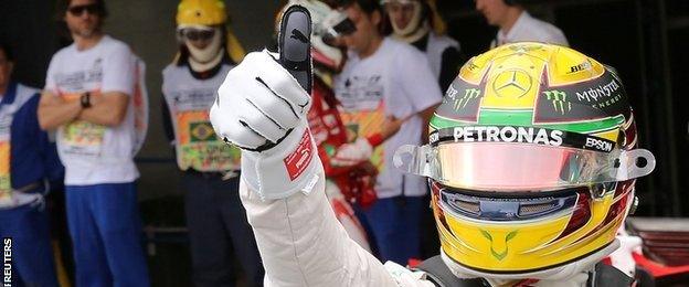 Hamilton gives a thumbs up