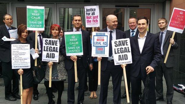 Solicitors protesting outside