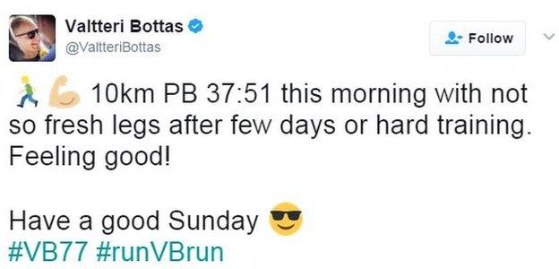 Valtteri Bottas on Twitter