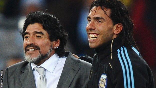 Diego Maradona and Carlos Tevez