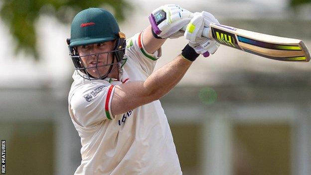 Louis Kimber bats for Leicestershire