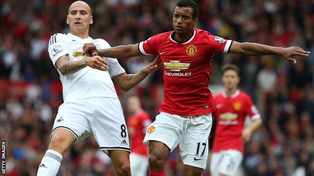 Nani playing for Manchester United