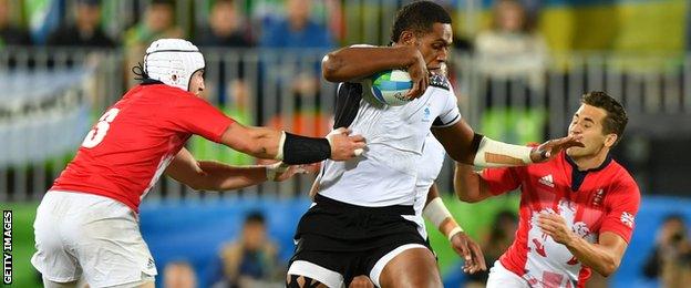 Viliame Mata in action for Fiji Sevens during the 2016 Rio Olympic Games