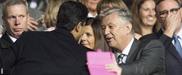 Paris St-Germain president Nasser Al-Khelaifi and Celtic chief executive Peter Lawwell