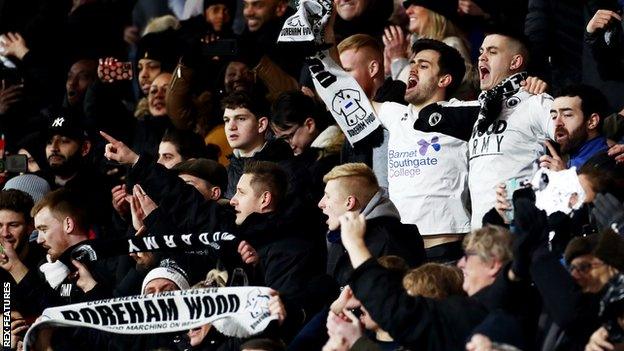 Boreham Wood supporters at Bournemouth