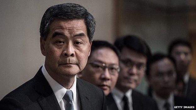 Hong Kong Chief Executive CY Leung addresses a press conference in Hong Kong on 18 June