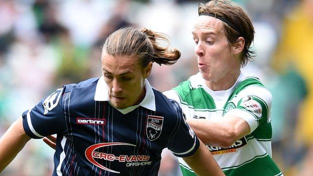 Ross County's Jackson Irvine and Celtic's Stefan Johansen