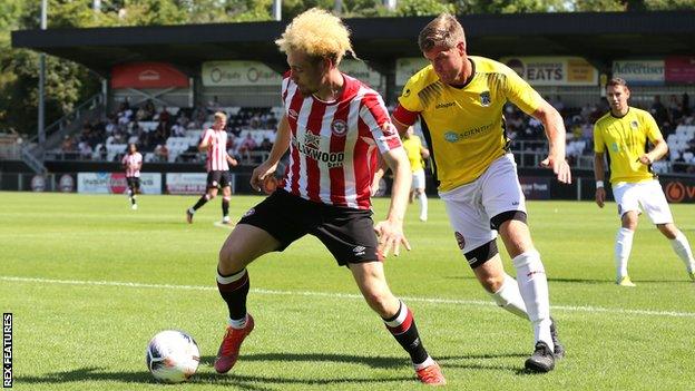 Nathan Young-Coombes during pre-season for Brentford