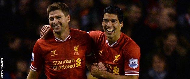 Steven Gerrard (left) and Luis Suarez