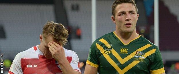 Sam Burgess, who plays in Australia, swapped shirts with an opponent after the game