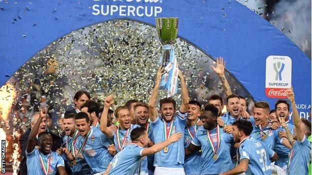 Lazio winning the Super Cup in 2019