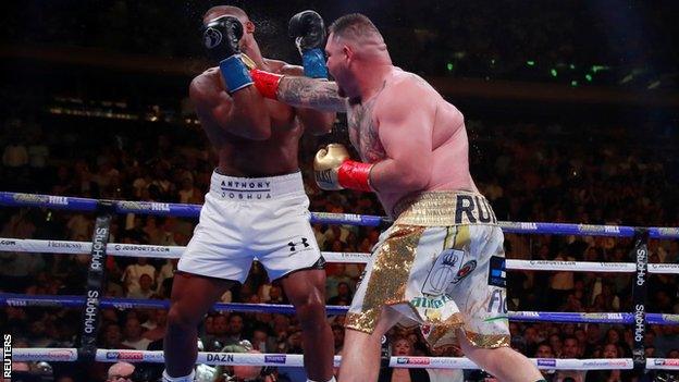 Andy Ruiz Jr knocks down Anthony Joshua