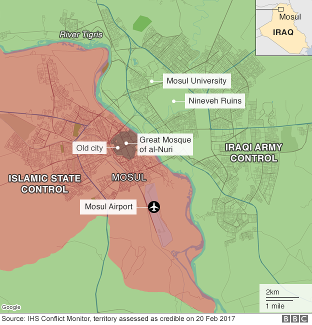 Mosul map of lines of control