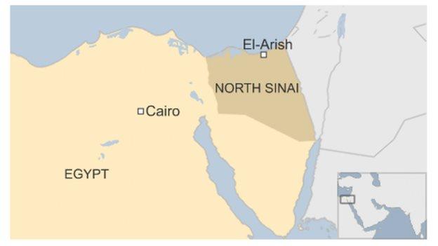 Map of Egypt showing North Sinai