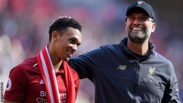 Trent Alexander-Arnold and Jurgen Klopp