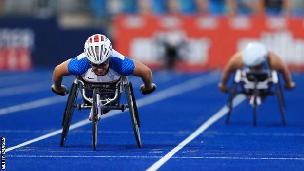 Hannah Cockroft racing at the British Championships earlier in September