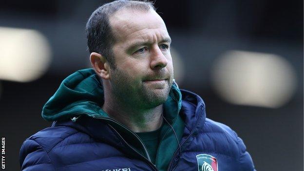 Leicester Tigers interim head coach Geordan Murphy looks on