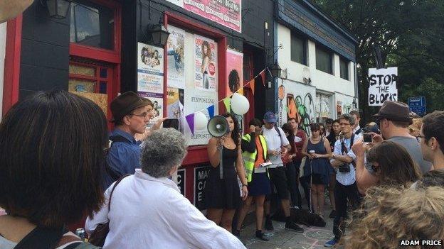 Campaigners at the Closed House Weekend outside the Joiners' Arms