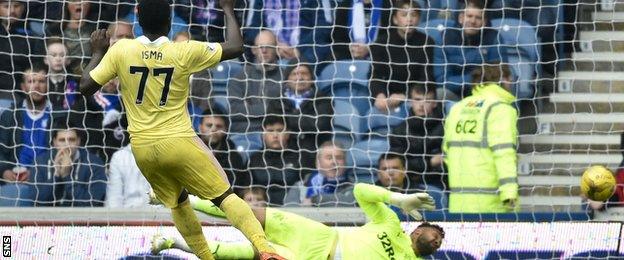 Esmael Goncalves nets against Rangers