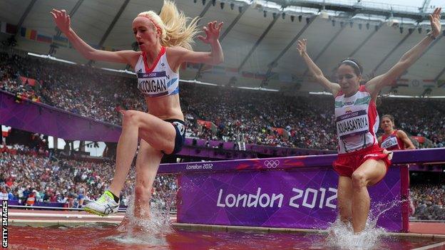 Eilish McColgan competing at London 2012