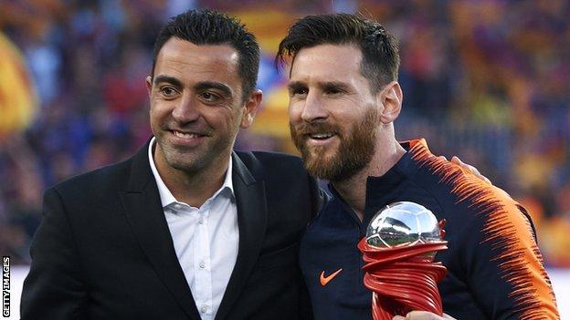 Xavi and Lionel Messi