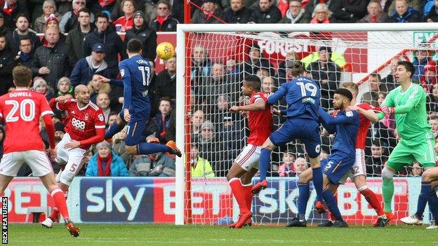 Jon Toral leaps to head Hull City in front against Nottingham Forest