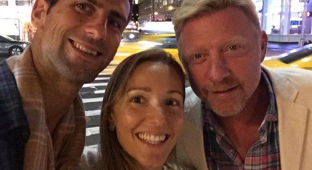 Novak Djokovic, wife Jelena and coach Boris Becker enjoy a big night in the Big Apple