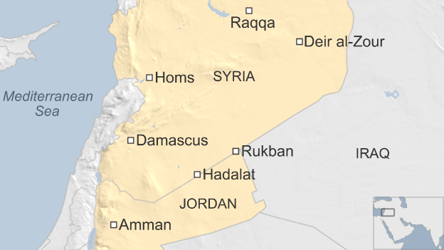 Map showing locations of Rukban and Hadalat