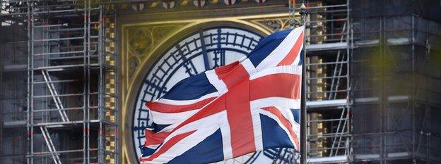 UK flag in front of Parliament