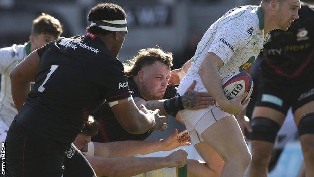 Prop Sam Wainwright (centre) was signed by Saracens from RGC in 2019