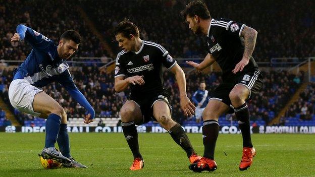 Blues midfielder Jon Toral went closer than anyone to breaking the first-half deadlock at St Andrew's