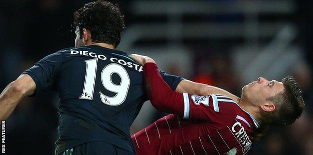 Diego Costa clashes with Aaron Cresswell