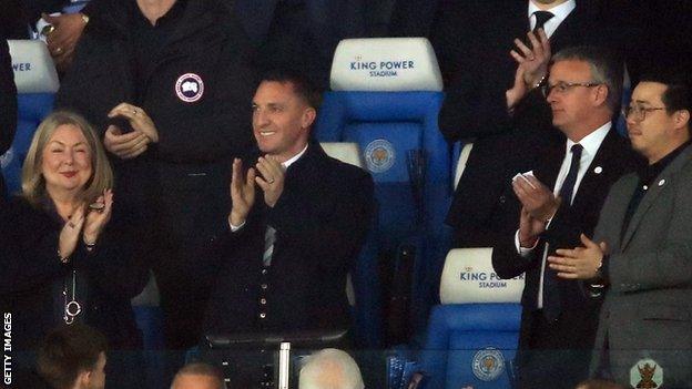 Brendan Rodgers in the stand at Leicester City