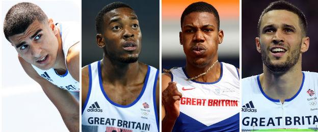 Adam Gemili (left) could miss out on an automatic spot with Nethaneel Mitchell-Blake, Zharnel Hughes and Danny Talbot all homing in on the 200m title