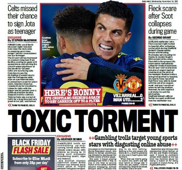 The back page of the Scottish Daily Mail on 241121