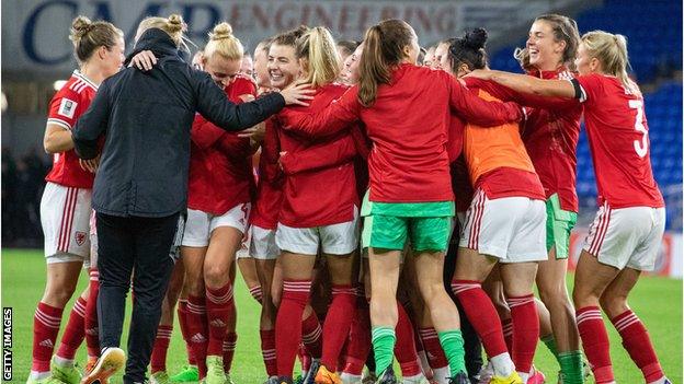 Wales' players celebrate